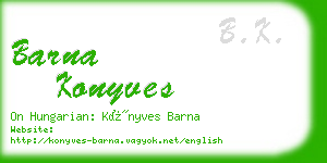 barna konyves business card